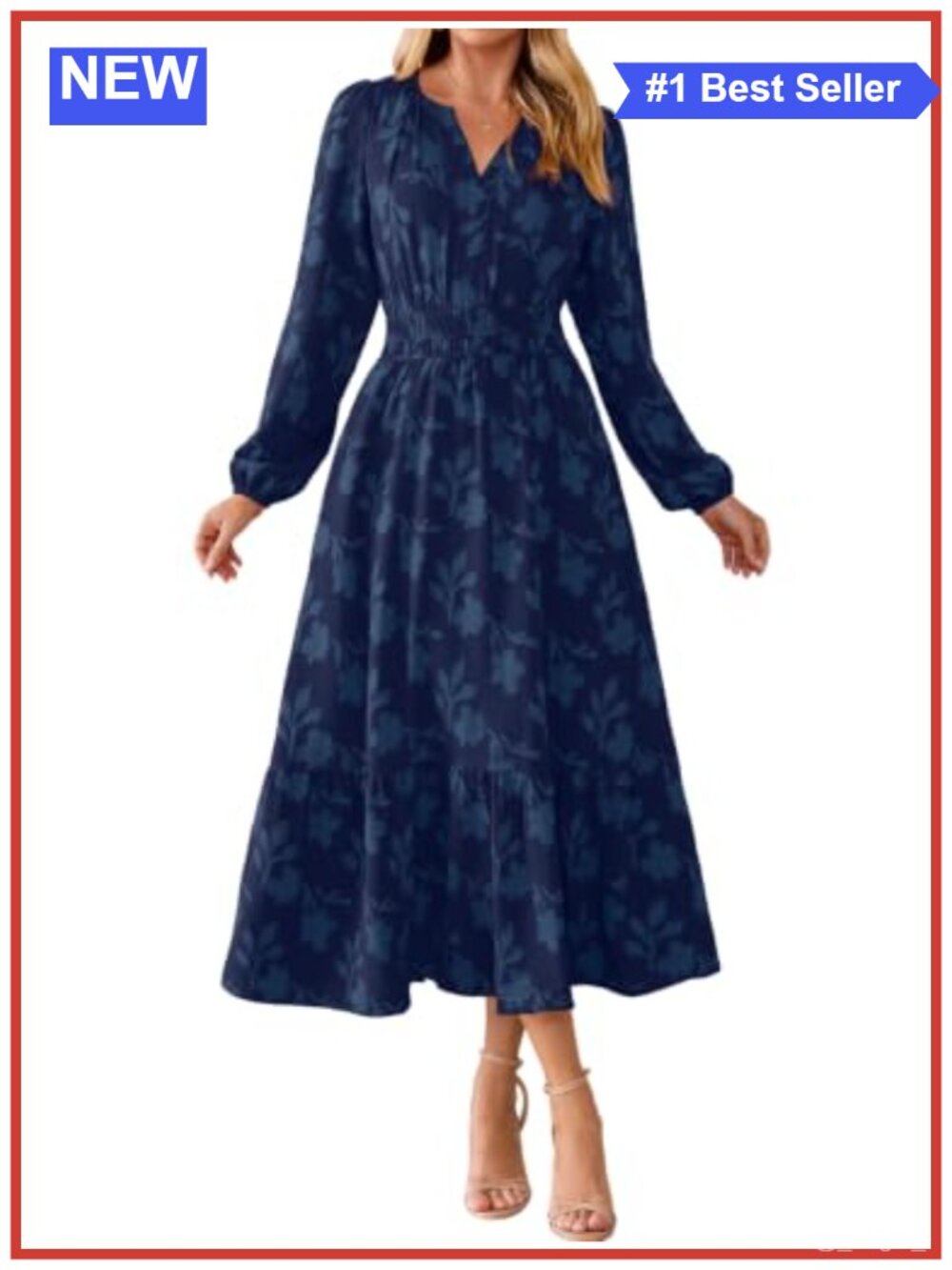 Simplee Boho Floral Maxi Dress Long Sleeve Empir